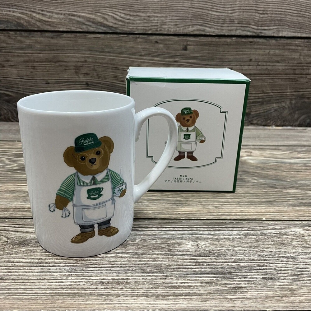 Ralph Lauren Ralph's Coffee Polo Bear Mug In Box Barista Porcelain White NEW - Picture 2 of 7